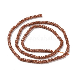 合成ゴールドストーン金砂石ビーズ連売り  多面カット  ロンデル  3x2mm  穴：0.6mm  約165個/連  37cm&nbsp;G-H280-08