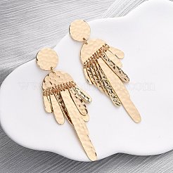 亜鉛合金フラットラウンドシャンデリアピアス  304ステンレスピン付き  ゴールドカラー  80x22mm&nbsp;EJEW-Z107-03G-02