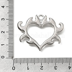 合金ペンダント  燃えるハートのチャーム  プラチナ  28x34x3mm  穴：2.5mm&nbsp;PALLOY-B016-03B-P