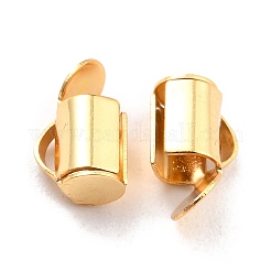 304ステンレススチール製スライドエンドクラスプチューブ  スライダエンドキャップ  18KGP本金メッキ  5.3x5.5x4mm  穴：2x1mm  内径：3mm&nbsp;X-STAS-C044-09G