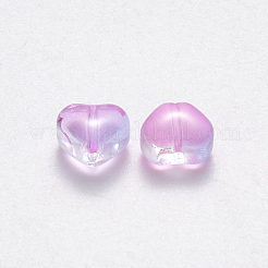 模造ヒスイのガラスビーズ  ハート  スミレ  6x6x4mm  穴：0.7mm&nbsp;GLAA-R211-02-A03