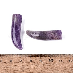 天然石アメジストペンダント  牛角のお守り  35~38x10~14x10~11mm  穴：1.2~1.5mm&nbsp;G-Q602-10A
