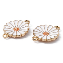 合金エナメルコネクタチャーム  花のリンク  ライトゴールド  ホワイト  15x20x2mm  穴：1.6mm&nbsp;ENAM-C008-15A-KCG