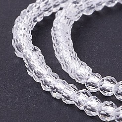 透明ガラスビーズ連売り  多面カット  ラウンド  透明  2mm  穴：0.6mm  約182~201個/連  14.57~15.24インチ（（37~38.7cm）&nbsp;X-GLAA-C019-01A-33