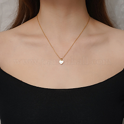 天然ホワイトシェル304ステンレススチール製ハートペンダントネックレス（女性用）  ゴールドカラー  16.54インチ（42cm）&nbsp;BL5235-2