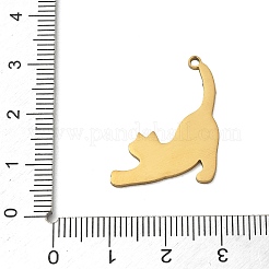 ステンレスペンダント201個  猫の形のチャーム  ゴールドカラー  25.5x21x1mm  穴：1.5mm&nbsp;SA-CBA0460-12G