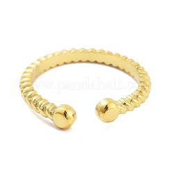 本物の18Kゴールドメッキ304ステンレススチールオープンカフリング女性用  リング  調整可能  波：4mm&nbsp;RJEW-B061-02G-01