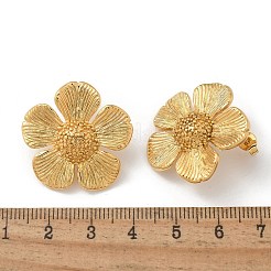 女性用304ステンレススチールスタッドピアス  花  ゴールドカラー  26x26.5mm&nbsp;STAS-Z117-04G