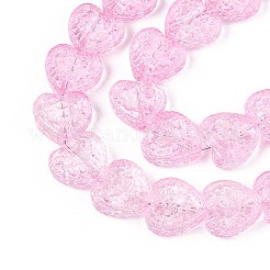 透明ガラスビーズ連売り  ハート  パールピンク  17~17.5x17.5~18x7~8mm  穴：1mm  約40個/連  25.20インチ（64cm）&nbsp;GLAA-N012-02A