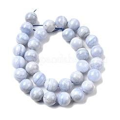 天然石ブルーレースアゲートビーズ連売り  ラウンド  12~12.5mm  穴：0.8mm  約32~34個/連  15.35~15.63''（39~39.7センチメートル）&nbsp;G-G344-A06-12mm