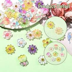 30個15スタイルのアクリルカボション  花  ミックスカラー  22~30x21.5~25mm  2個/スタイル&nbsp;MACR-SZ0001-91