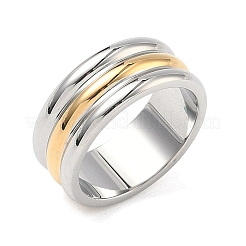 女性用304ステンレススチールカフオープンリング  ゴールデン·ステンレス鋼色  リング  8mm  usサイズ7 1/4(17.5mm)&nbsp;RJEW-B158-02GP-02