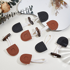 2色の木製ボタン8個  合成皮革のトグルバックル  バッグセータージャケットコート用  DIYの縫製アクセサリー工芸品  ミックスカラー  155mm  4個/カラー&nbsp;BUTT-GF0004-36