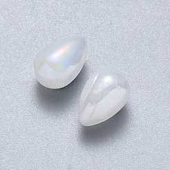 透明スプレー塗装ガラスチャーム  ABカラーメッキ  ティアドロップ  雪  9x6x6mm  穴：1mm&nbsp;GLAA-R211-03-D06