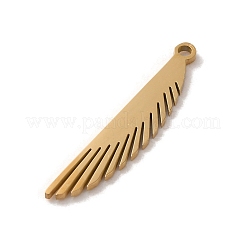 ステンレスペンダント201個  レーザー切断  ウイングチャーム  ゴールドカラー  28x5x1mm  穴：1.5mm&nbsp;STAS-E211-16G