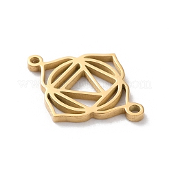 304ステンレススチール中空チャクラリンク  本物の18K金メッキと細かい研磨  ムーラダーラ  11.5x15x1mm  穴：1mm&nbsp;LS-STAS-S149-05A
