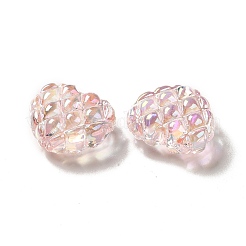 透明アクリルワッフルビーズ  ハート  ピンク  17.2~17.4x20~20.4x9.6mm  穴：3~3.2mm&nbsp;OACR-E016-01B