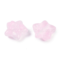 透明スプレーペイントガラスビーズ  ちょう結びに主演  パールピンク  14x15x7mm  穴：1.2mm&nbsp;X1-GLAA-H035-02B
