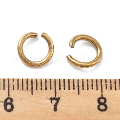 イオンプレーティング（IP）304ステンレス鋼オープン丸カン  ラウンド  チェーンメイル織り用  18KGP本金メッキ  8x1.4mm  内径：5.5mm&nbsp;STAS-M081-01G-06