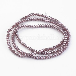 電気メッキガラスビーズセット  パール光沢プレート  ファセットロンデル  オールドローズ  3x2mm  穴：1mm  約178個/連  15インチ&nbsp;EGLA-P018-2mm-PL-C01