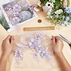 3D ポリエステルコンピュータ刺繍布をアップリケに縫い付ける  プラスチック製のビーズと  アザミ  255x310x0.9~7mm&nbsp;DIY-WH0320-54B
