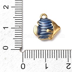 304ステンレススチールエナメルチャーム  ゴールドカラー  魚  12x12x4mm  穴：1.4mm&nbsp;LS-STAS-P395-08A-G