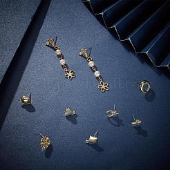 ハート＆スター＆ムーン＆ジオメトリ合金スタッドピアス金具48個  カン付き  スチールピンとプラスチックイヤーナット  ライトゴールド  4個/スタイル&nbsp;PALLOY-PH0001-83LG