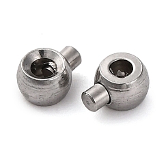 イオンプレーティング（IP）304ステンレス鋼クリンプビーズ  ラウンド  プラチナ  4.5x3.5x2.5mm  穴：1mm&nbsp;X-STAS-P373-02P