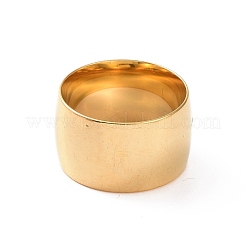 201ステンレススチール製ワイドプレーンバンドリング女性用  ゴールドカラー  内径：17mm&nbsp;RJEW-I089-35G