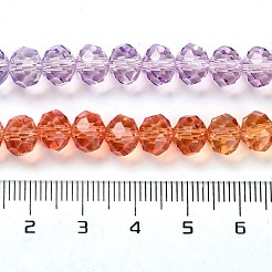 透明塗装ガラスビーズ連売り  多面カット  ロンデル  カラフル  6x5mm  穴：1mm  約80個/連  16.54''（42センチメートル）&nbsp;X1-DGLA-A034-T6mm-A12