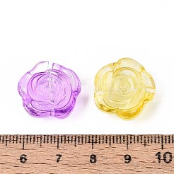ベーキングペイント透明ガラスビーズ  花  ミックスカラー  17.5~18x18~18.5x7.5~8.5mm  穴：1.2~1.5mm&nbsp;DGLA-N018-01