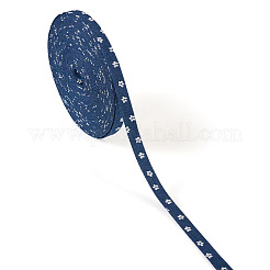 ポリエステルリボン  花柄  デニム  洋服アクセサリー用  プルシアンブルー  3/8インチ（10mm）&nbsp;OCOR-TAC0003-04B-01