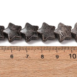ヴィンテージの手作り磁器ビーズの連  ファンシーアンティーク施釉磁器  スター  コーヒー  13x13.5x6.5mm  穴：2mm  約30個/連  13.39''（34センチメートル）&nbsp;PR-CBAA37B-08B