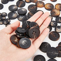 120種類の樹脂ボタン15個  4穴  フラットラウンド  ミックスカラー  15~25x3~5mm  穴：2mm&nbsp;RESI-OC0001-62