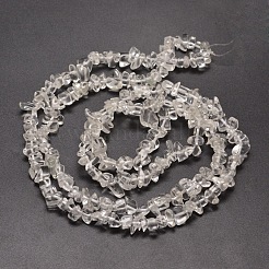 ガラスチップビーズ連売り  透明  5~8x5~8mm  穴：1mm  約31.5インチ&nbsp;X-G-M205-09