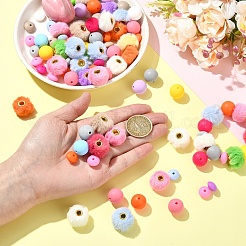 DIYファインディングキット  ウサギの毛の模造品、ヨーロッパのビーズを含む  ラウンド＆ロンデルシリコンフォーカルビーズ  ミックスカラー  12~20x6~15 M  穴：2~4mm&nbsp;DIY-YW0017-79B
