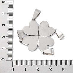 201ステンレススチールコネクタチャーム  4葉のクローバー  ステンレス鋼色  28x28x1mm  穴：7x4mm&nbsp;STAS-Q342-38P