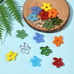 16個8色手作りランプワークビーズ  花  ミックスカラー  18~18.5x17~17.5x4~5mm  穴：3~4mm  2個/カラー&nbsp;LAMP-FS0001-28