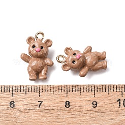 合金エナメルチャーム  クマのチャーム  長持ちメッキ  ゴールドカラー  チョコレート  19x13x8mm  穴：1.5mm&nbsp;FIND-Z119-11G-02