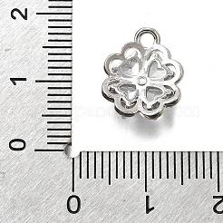 真鍮製マイクロパヴェキュービックジルコニアペンダント  クローバーチャーム  プラチナ  13x11x4mm  穴：1.8mm&nbsp;KK-D385-01P-01