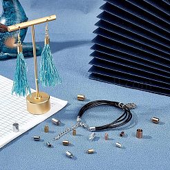 32個 16スタイルイオンプレーティング(IP) 304ステンレススチールコードエンド  エンドキャップ  コラム  ミックスカラー  8~11x4~7mm  穴：1.8~3mm  2個/スタイル&nbsp;STAS-UN0027-89