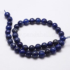 天然石ラピスラズリビーズ連売り  染め  多面カット  ラウンド  8mm  穴：1mm  約44個/連  14.9インチ〜15.1インチ&nbsp;X-G-D840-38-8mm
