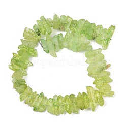天然石クラッククオーツビーズ連売り  染め  ナゲット  黄緑  13~31x7~12x7~12mm  穴：1.2mm  約52~53個/連  15.75''~15.94''（40~40.5センチメートル）&nbsp;G-R012-B06-08