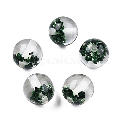 透明樹脂ビーズ  ラウンド  濃い緑  12x11.5mm  穴：1.6~1.8mm&nbsp;RESI-N034-01-G01