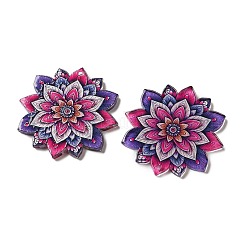印刷されたアクリルパーツ  花のチャーム  サクランボ色  38x37x2mm  穴：1.5mm&nbsp;AC-CBA6AAB-01C