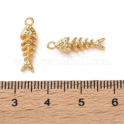 海の真鍮ペンダント  フィッシュボーンのチャーム  18KGP本金メッキ  18x5x4mm  穴：1.6mm&nbsp;KK-L266-02D-G