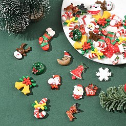クリスマスをテーマにした不透明樹脂カボションセット 90スタイル 18個  混合図形  ミックスカラー  18~30x14~25x3.5~8.5mm  5個/スタイル&nbsp;CRES-YW0002-69