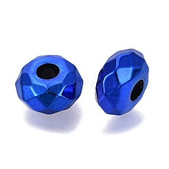UVメッキ加工を施した虹色透明アクリル製ヨーロピアンビーズ  大きな穴ビーズロンデル  ブルー  15x8mm  穴：4.7mm&nbsp;OACR-E033-22-06