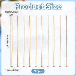 304ステンレススチールフラットヘッドピン300個  ゴールドカラー  40.5x0.6mm  22ゲージ  ヘッド：1.4mm&nbsp;STAS-ME0003-70