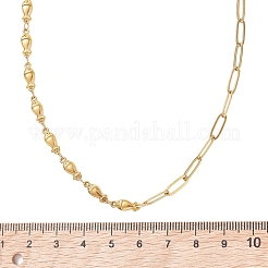 304ステンレススチール製フィッシュシェルシェイプバタフライリンクミックスチェーンネックレス（女性用）  ゴールドカラー  15.75インチ（40cm）&nbsp;NJEW-JN05991